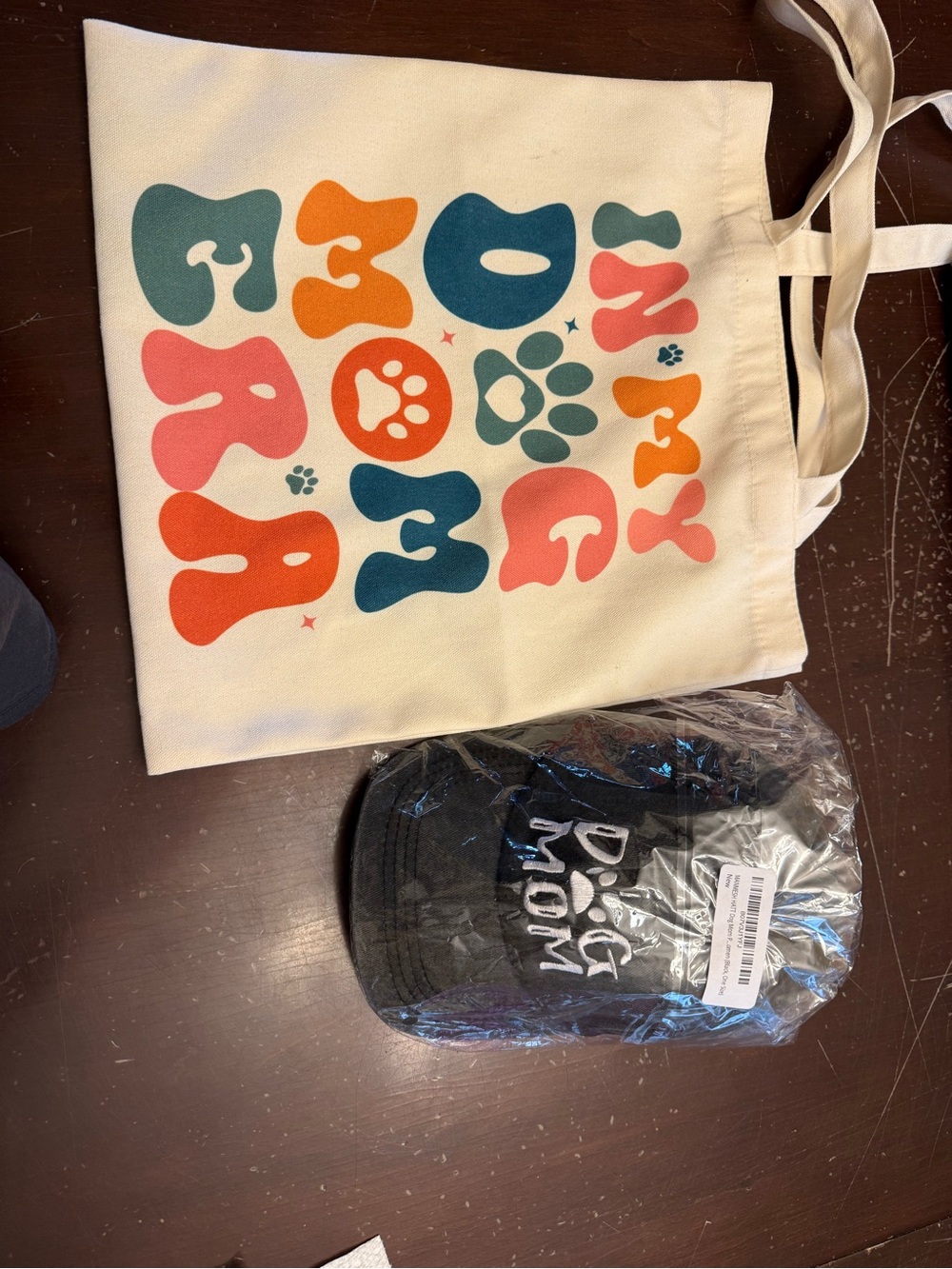 Canvas Kids Tote Bag with Colorful Paw Print Graphic - Multicolor